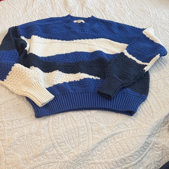 MADEWELL Intarsia Crewneck Sweater Blue and White size XS - Picture 7 of 15